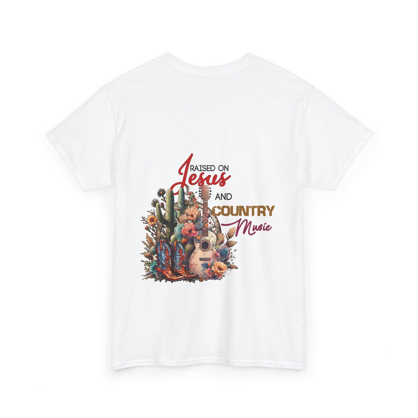 "Raised on Jesus and Country Music" Unisex Cotton T-Shirt