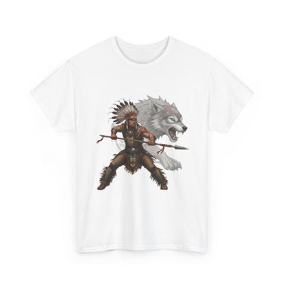 "Native American Warrior & Wolf" Unisex T-Shirt
