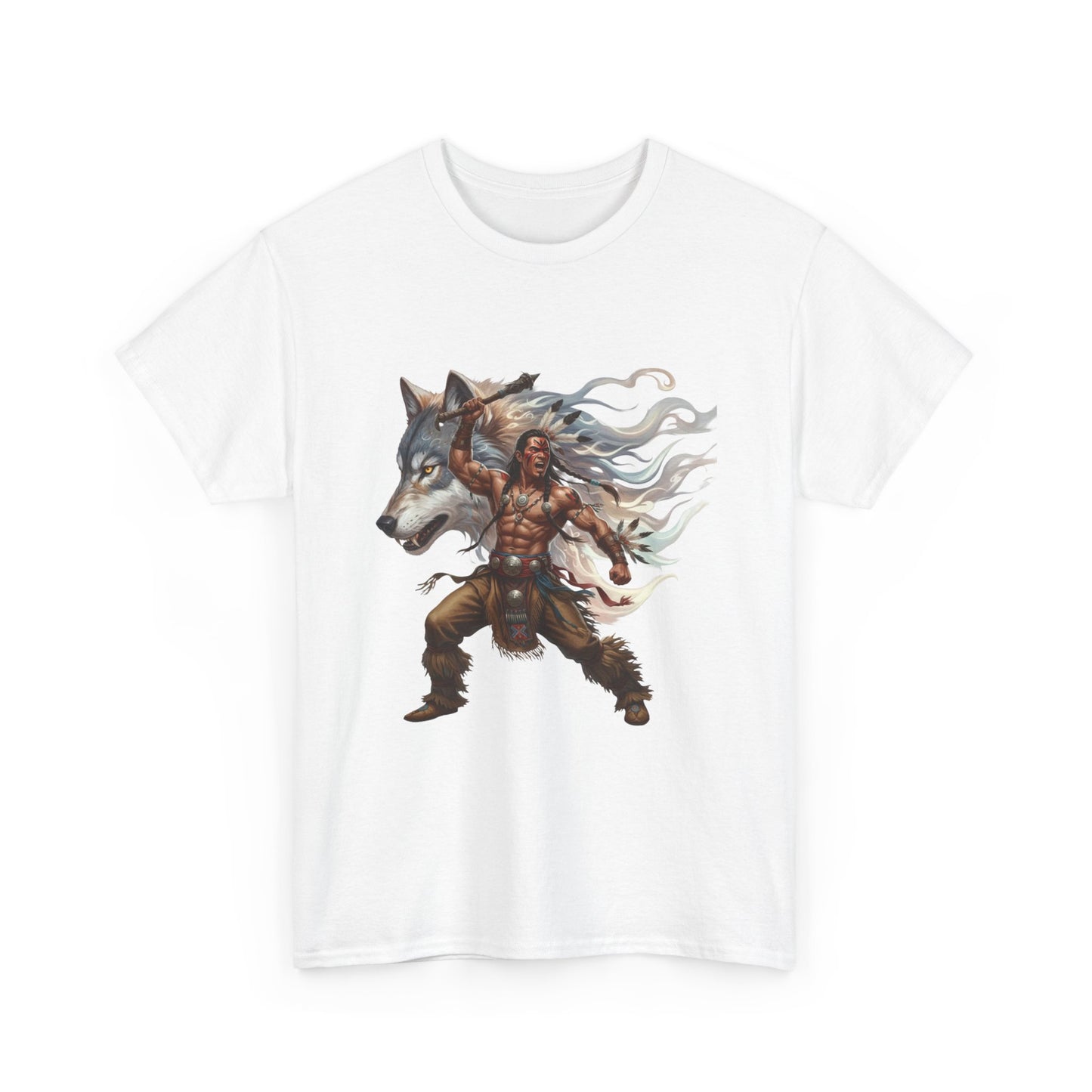 "Native American Warrior & Wolf" Unisex T-Shirt