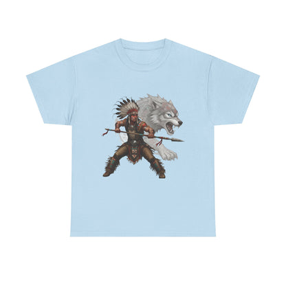 "Native American Warrior & Wolf" Unisex T-Shirt