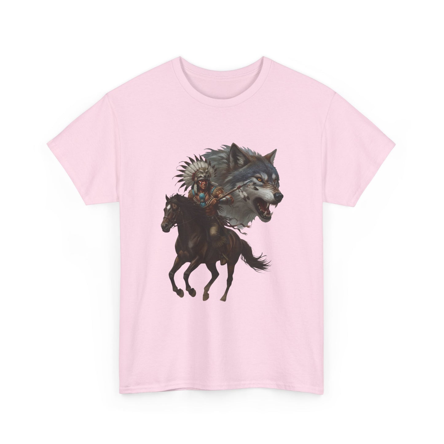 "Native American on Horse with Wolf" Unisex T-Shirt