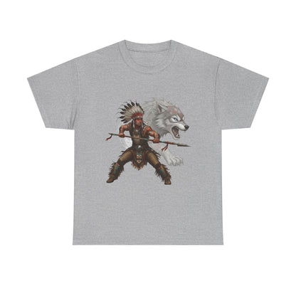 "Native American Warrior & Wolf" Unisex T-Shirt