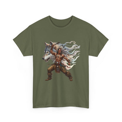 "Native American Warrior & Wolf" Unisex T-Shirt