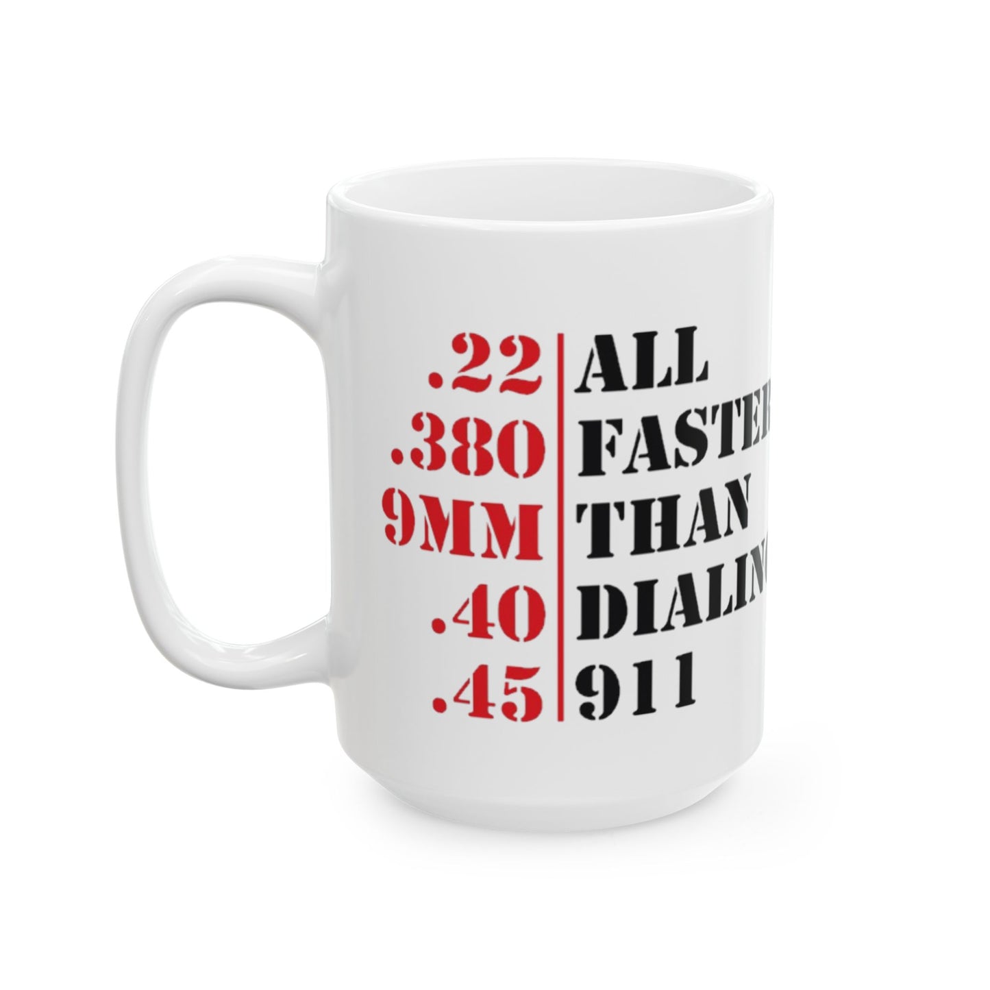 "Faster Than Dialing 911" Mug