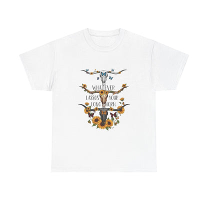 "Whatever Lassos Your Longhorn" Unisex T‑Shirt