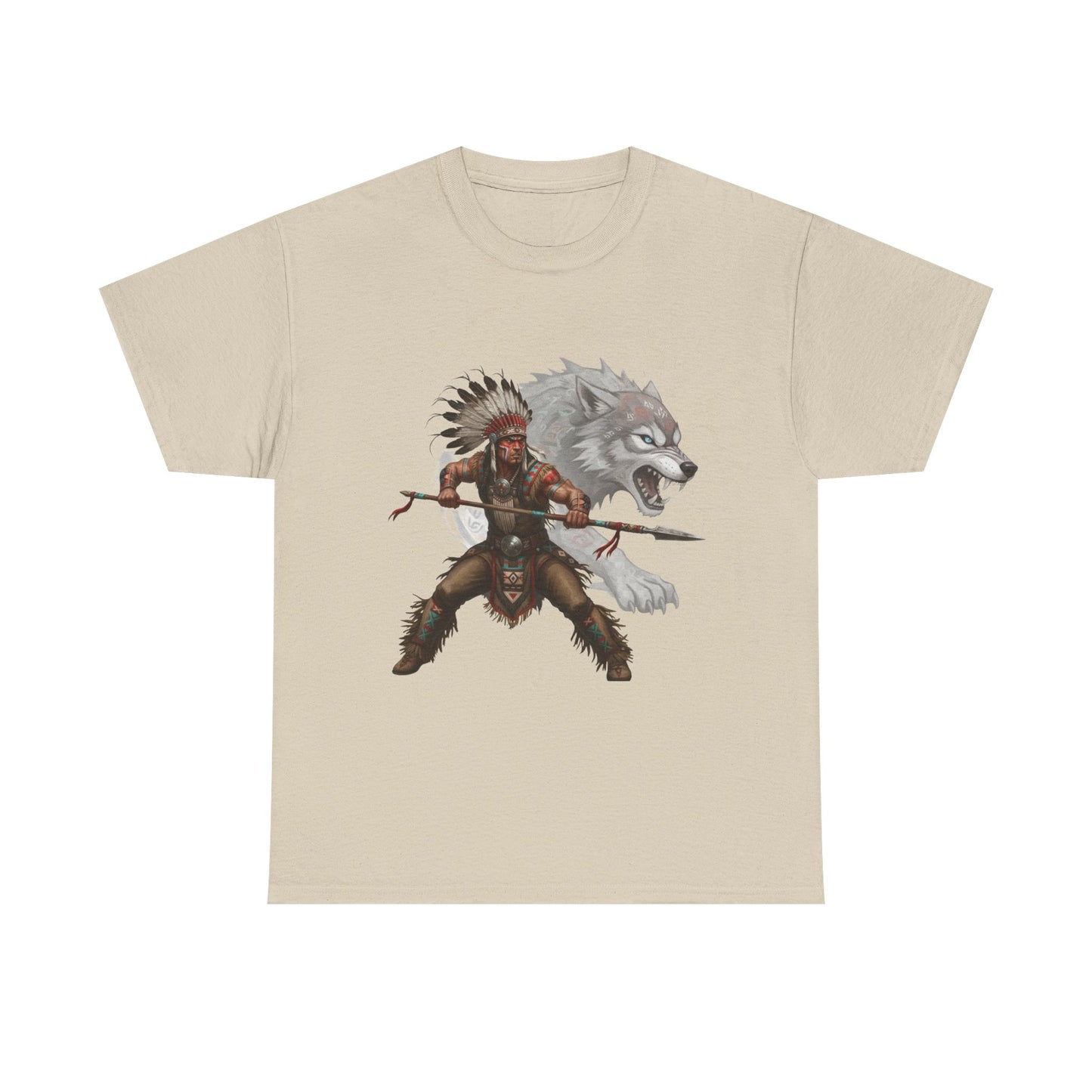 "Native American Warrior & Wolf" Unisex T-Shirt