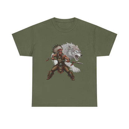 "Native American Warrior & Wolf" Unisex T-Shirt