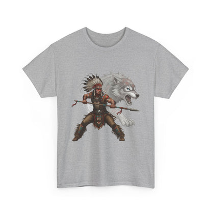"Native American Warrior & Wolf" Unisex T-Shirt