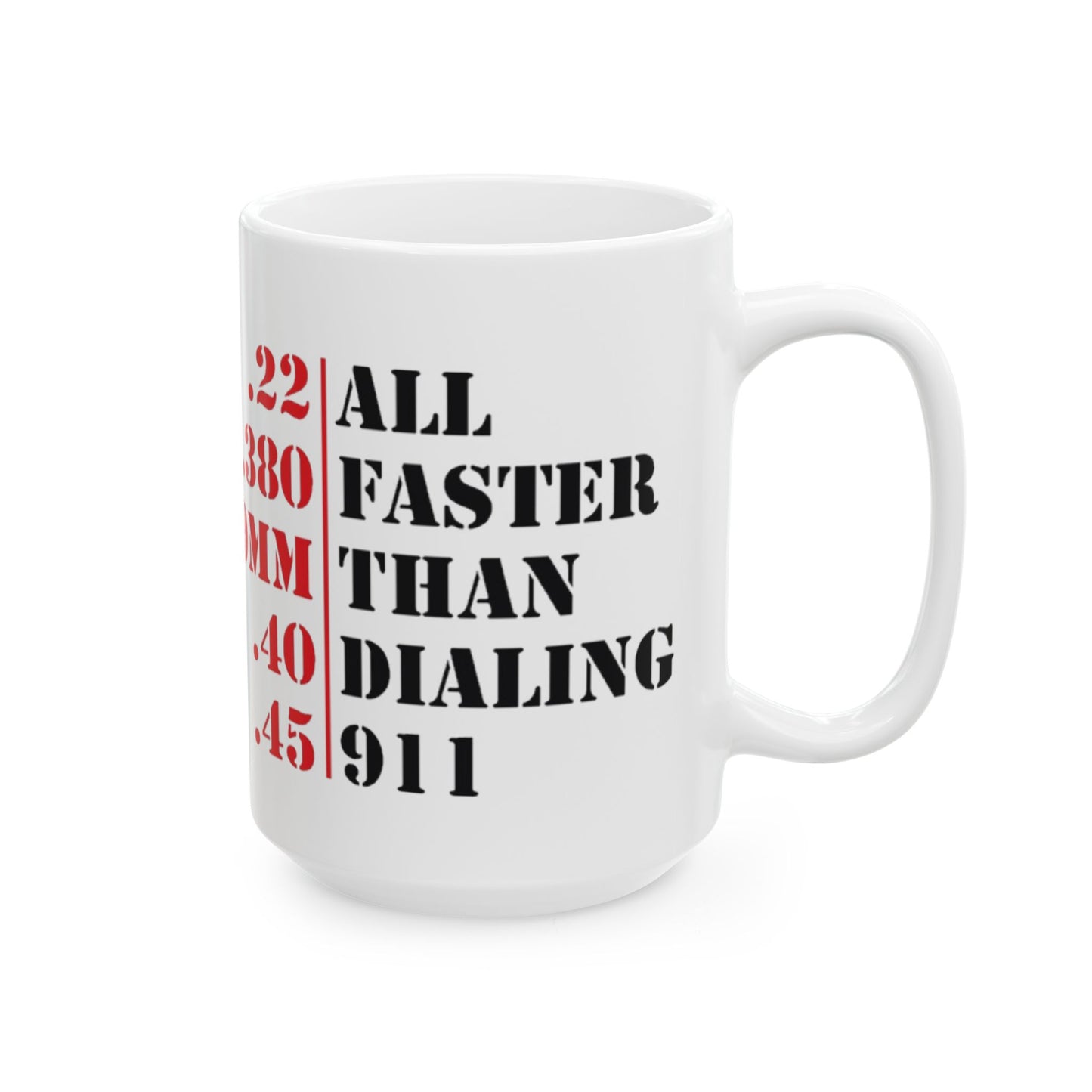 "Faster Than Dialing 911" Mug