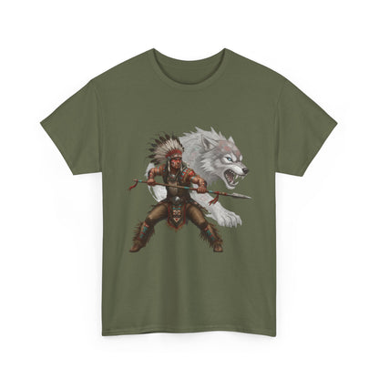"Native American Warrior & Wolf" Unisex T-Shirt