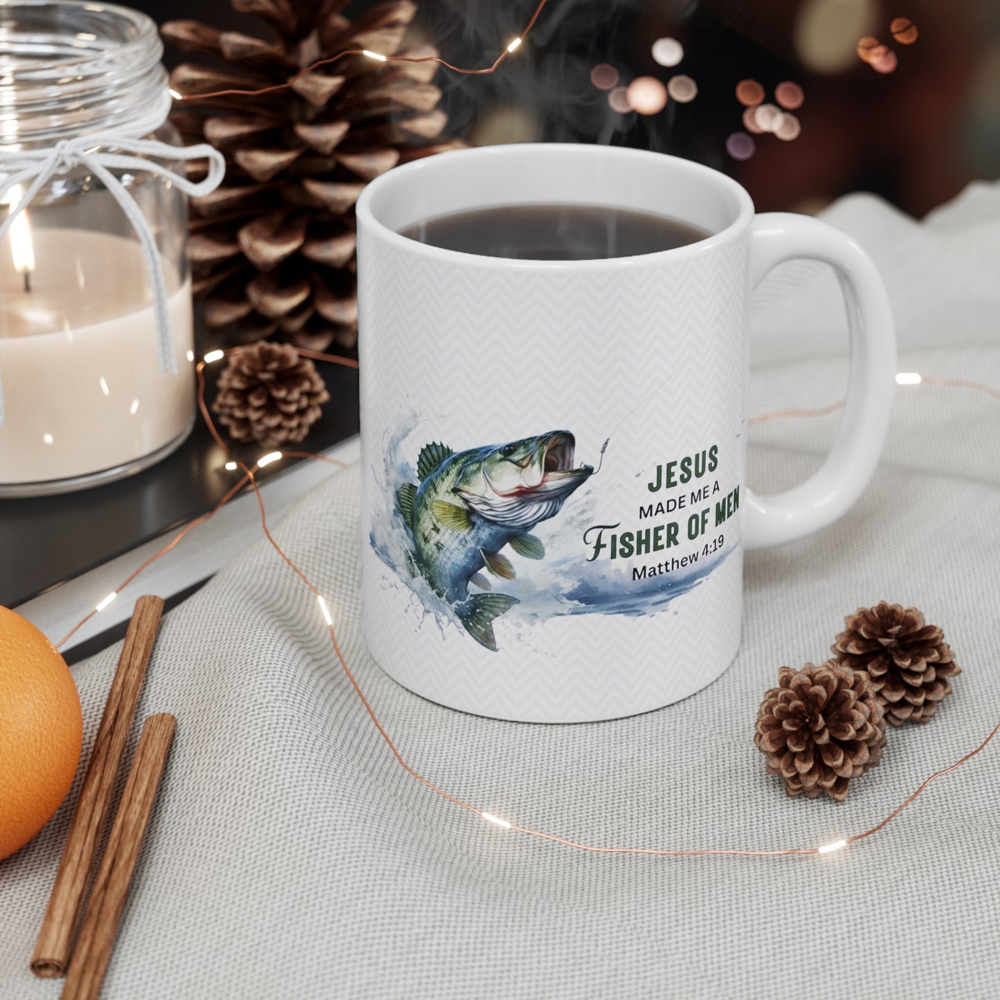 “Jesus Made Me a Fisher of Men” Ceramic Coffee Cup (11 oz)