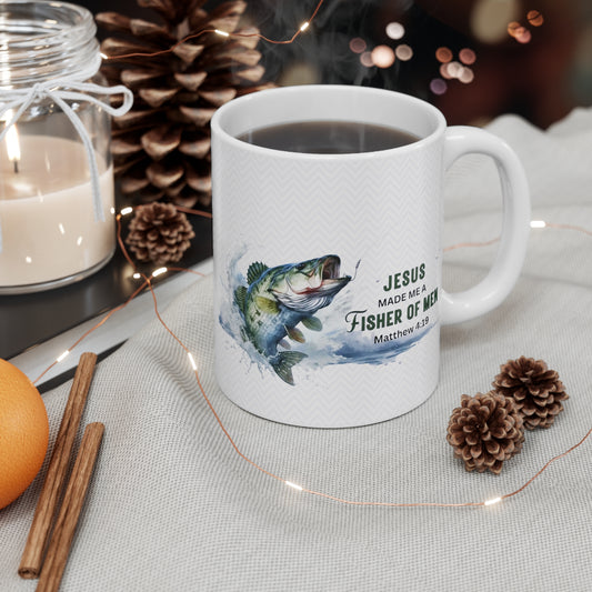 “Jesus Made Me a Fisher of Men” Ceramic Coffee Cup (11 oz)