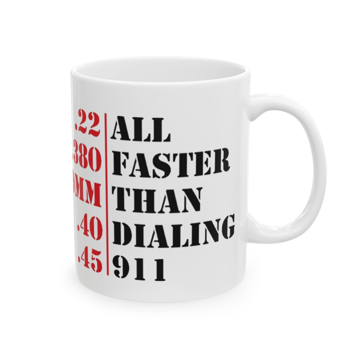 "Faster Than Dialing 911" Mug